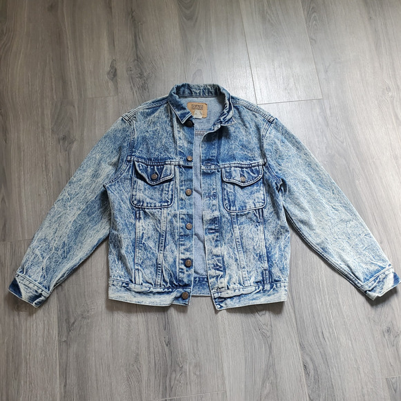 Vintage GAP Denim Jacket Trucker Mens Small Womens Medium Acid Wash 80s Grunge